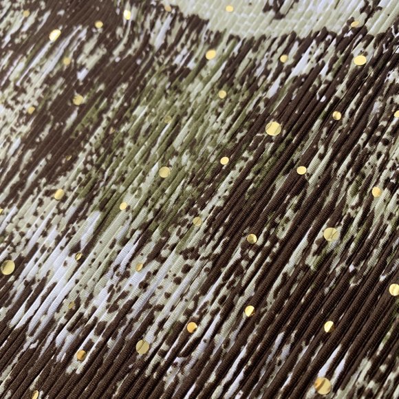 Dressbarn Sleeveless Sequined‎ Blouse V-Neck Petite Large Textures Green Brown - Picture 10 of 12